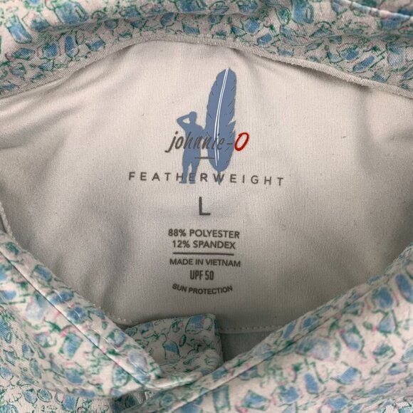 Johnnie-O Mens Shirt Large Malibu Blue Kilmer Polo Featherweight UPF50 Drinks - Picture 4 of 9